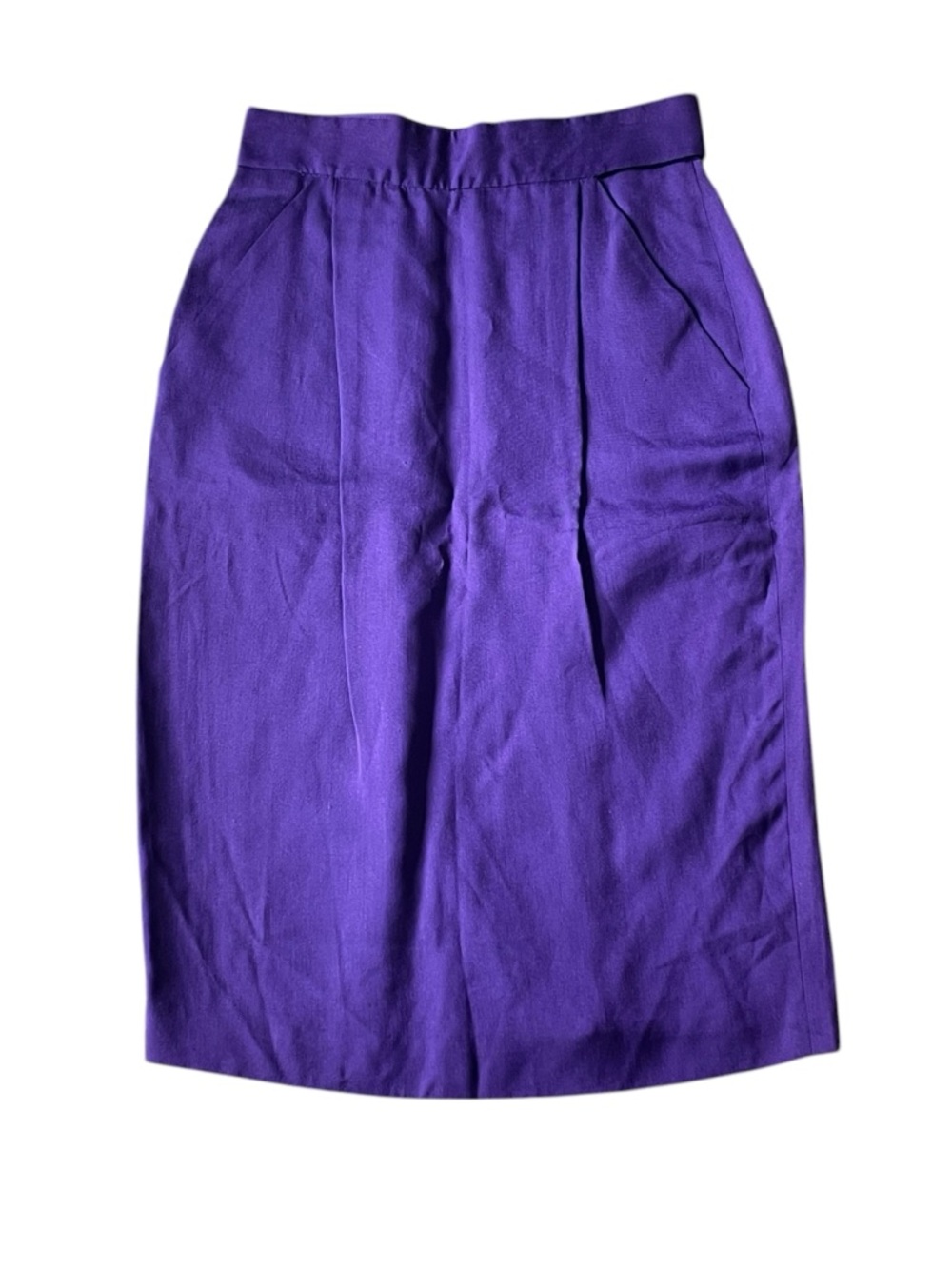 Vintage Tahari Purple Pleated Midi Skirt Pockets High Waisted